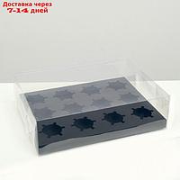 Коробка на 12 капкейков, черная, 34.7 × 26.3 × 10 см