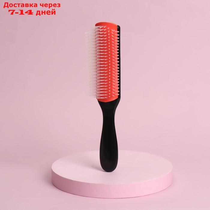 Расчёска массажная, 4,5 × 19 см, цвет чёрный/розовый - фото 2 - id-p227010369