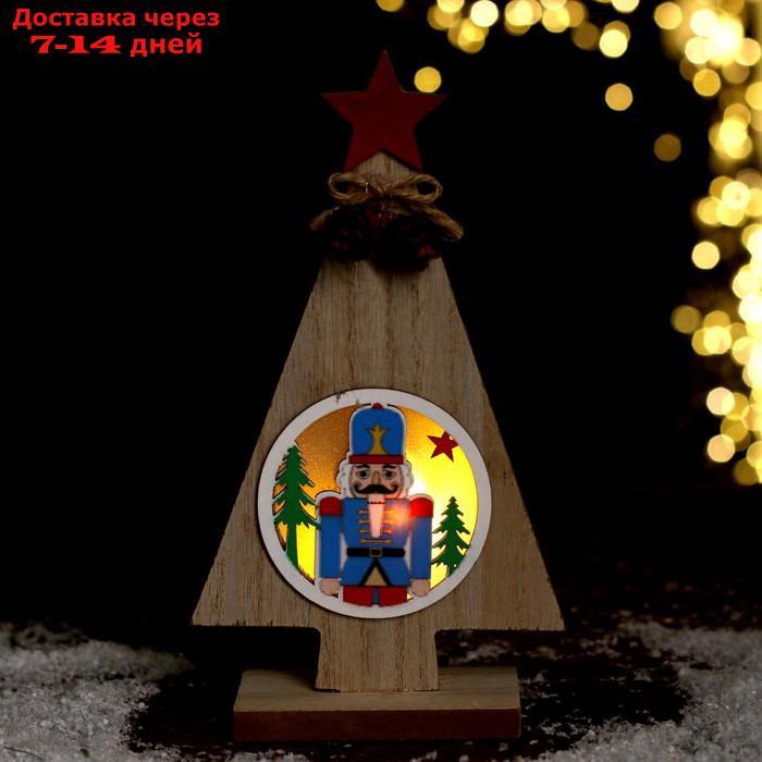 Новогодний декор с подсветкой "Ёлка со звездой и щелкунчик" 11х4,5х20 см - фото 3 - id-p227000244