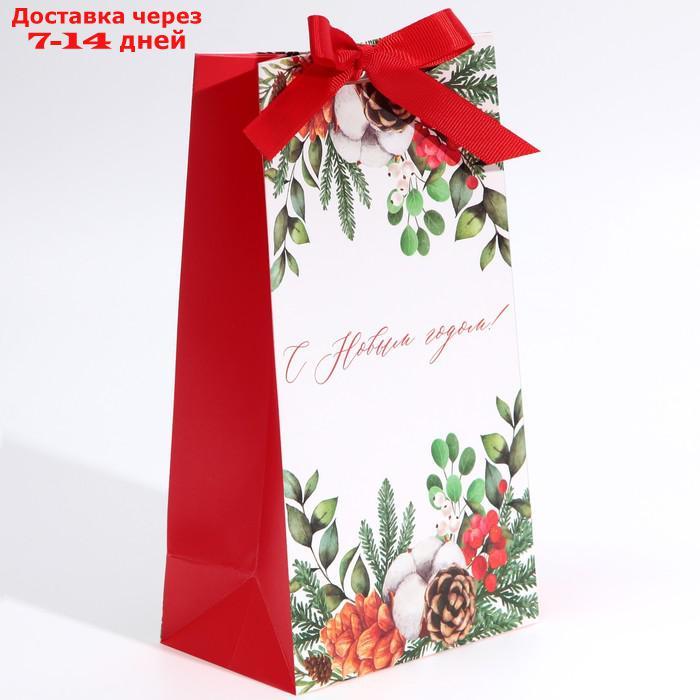 Пакет подарочный с лентой "Новогодняя пора", 13 × 23 × 7 см - фото 2 - id-p227002464