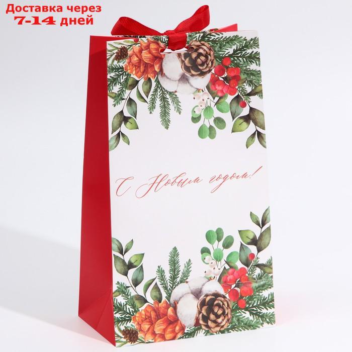 Пакет подарочный с лентой "Новогодняя пора", 13 × 23 × 7 см - фото 3 - id-p227002464