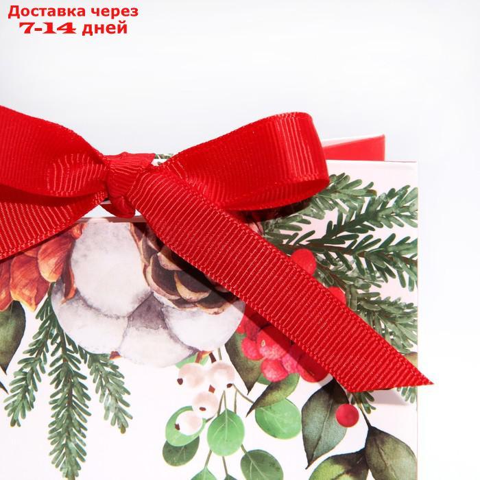 Пакет подарочный с лентой "Новогодняя пора", 13 × 23 × 7 см - фото 4 - id-p227002464
