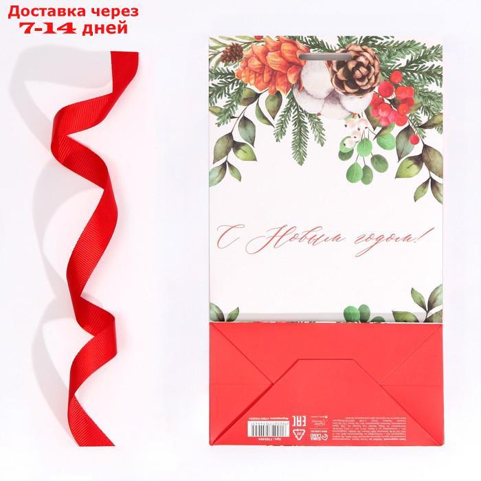 Пакет подарочный с лентой "Новогодняя пора", 13 × 23 × 7 см - фото 6 - id-p227002464