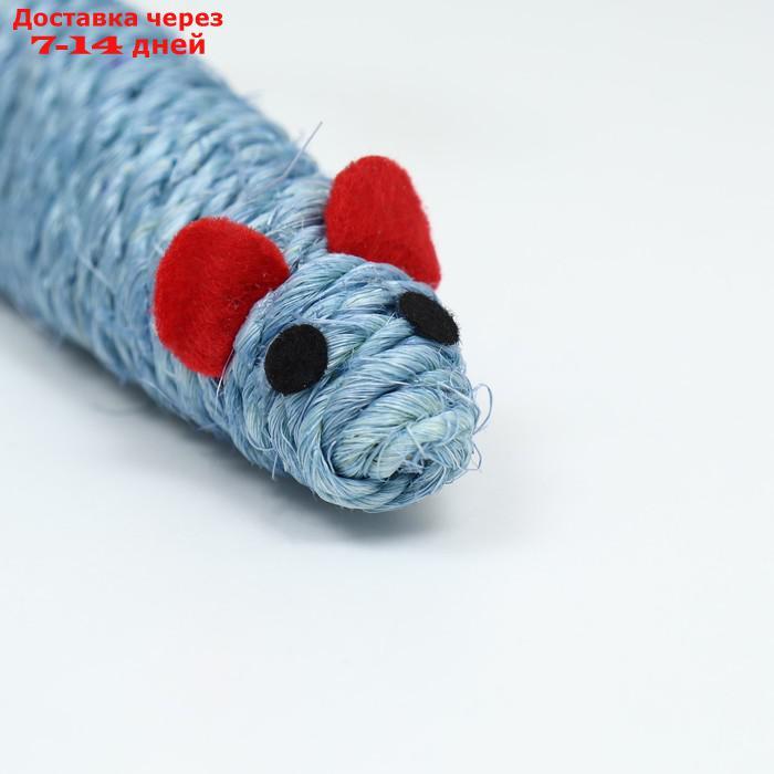 Игрушка сизалевая "Длинная мышь", 14,5 см, синяя - фото 2 - id-p227029625