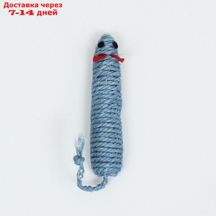 Игрушка сизалевая "Длинная мышь", 14,5 см, синяя - фото 3 - id-p227029625