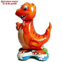 Шар фольгированный 40" "Динозавр", оранжевый, на подставке