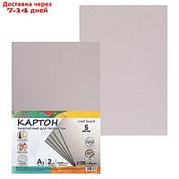 Картон переплетный А3 (297 х 420 мм), набор 5 листов, 2.0 мм, 1250 г/м2, серый, в пакете, Calligrata