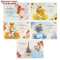 Альбом для рисования А4, 24 листа, на скрепке, "Цветочная романтика!", обложка мелованный картон, матовая