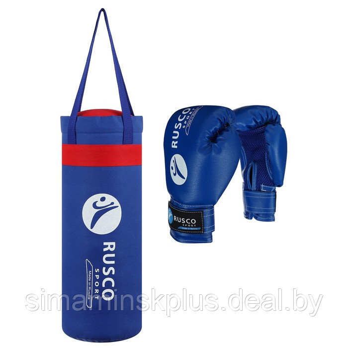 Набор боксёрский для начинающих RUSCO SPORT: мешок + перчатки, цвет синий (4 OZ) - фото 1 - id-p227172661