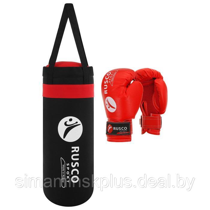 Набор боксёрский для начинающих RuscoSport: мешок, перчатки, 4 унции, цвет чёрный/красный - фото 1 - id-p227172662