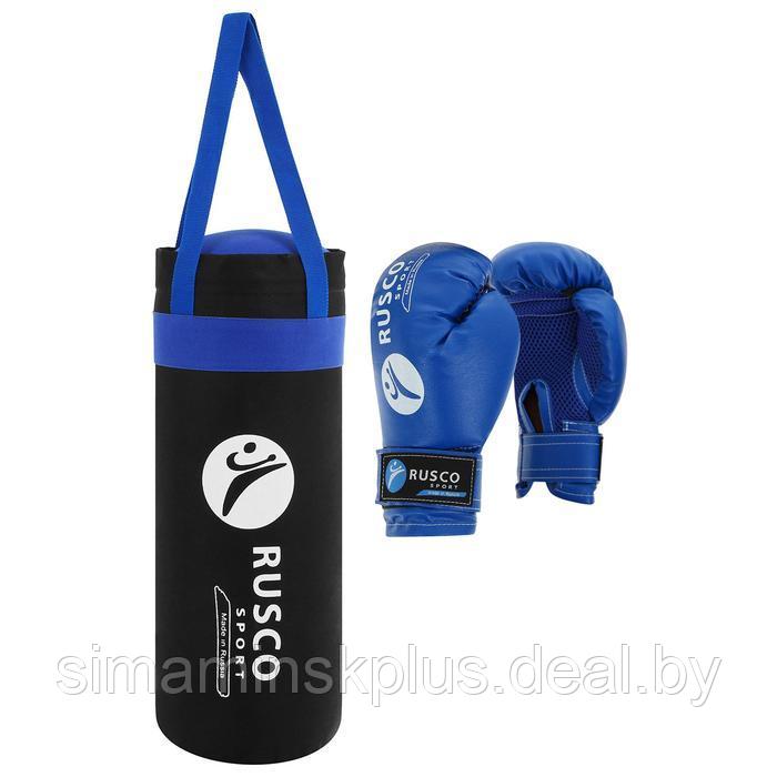 Набор боксёрский для начинающих RuscoSport: мешок, перчатки, 6 унций, цвет чёрный/синий - фото 1 - id-p227172665