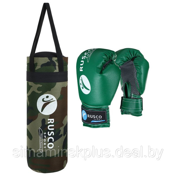 Набор боксёрский для начинающих RuscoSport: мешок, перчатки, 6 унций, цвет хаки - фото 1 - id-p227172666