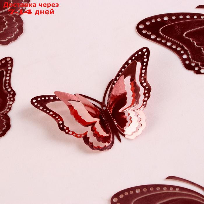 Украшение для торта "Бабочки", набор 12 шт, цвет розовое золото - фото 2 - id-p227041371