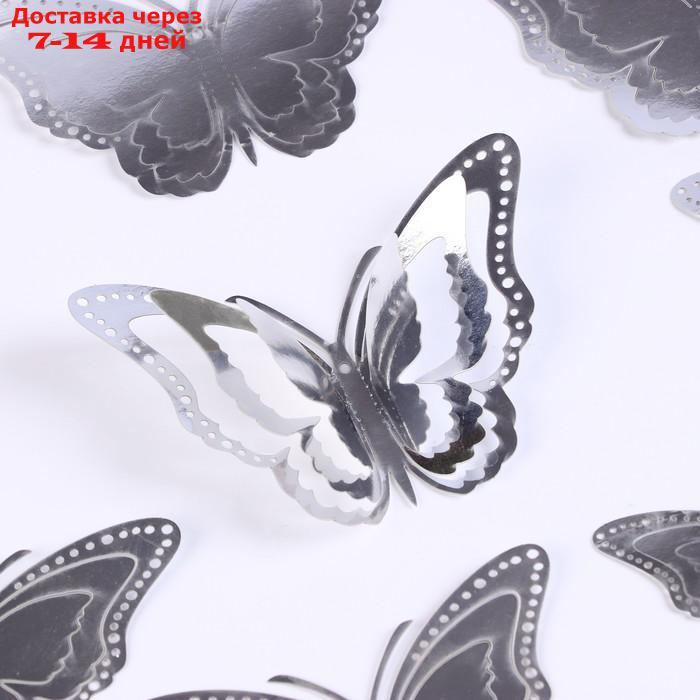 Украшение для торта "Бабочки", набор 12 шт, цвет серебро - фото 2 - id-p227041378