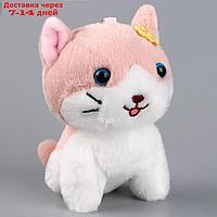 Мягкая игрушка "Кот с цветком" на брелоке, 11 см, цвета МИКС