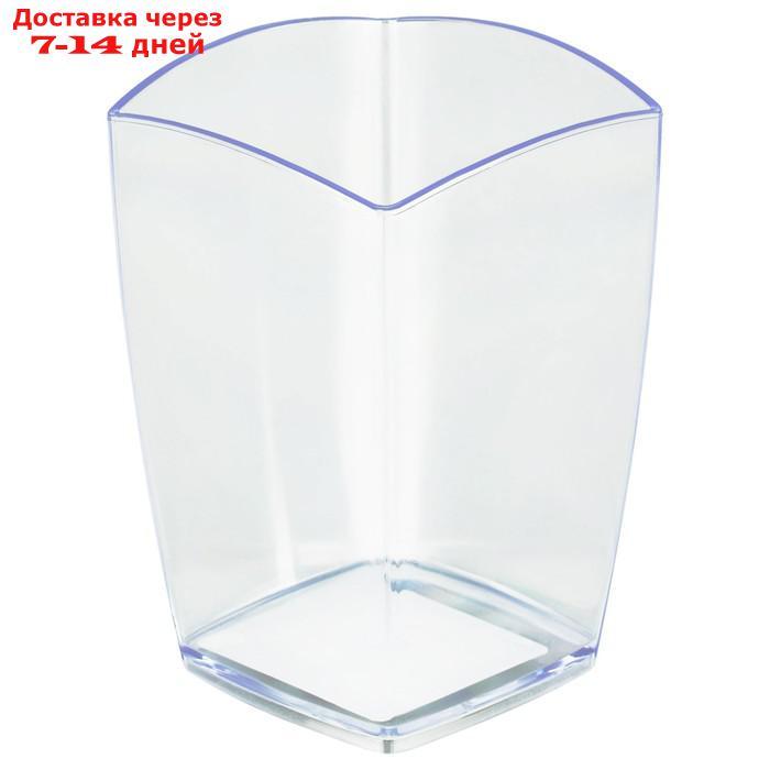 Подставка-стакан СТАММ "Тропик", пластиковая, квадратная, прозрачная - фото 1 - id-p227042785