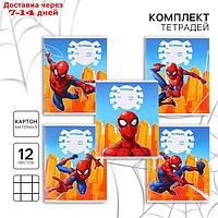 Комплект тетрадей из 10 шт "Человек-паук", 12 листов, в клетку, обл мел карт