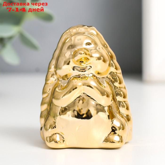 Сувенир керамика "Ёжик" золото 5х4,5х6,7 см - фото 1 - id-p227037155