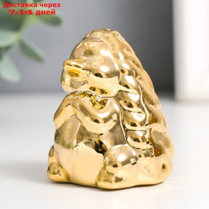 Сувенир керамика "Ёжик" золото 5х4,5х6,7 см - фото 2 - id-p227037155