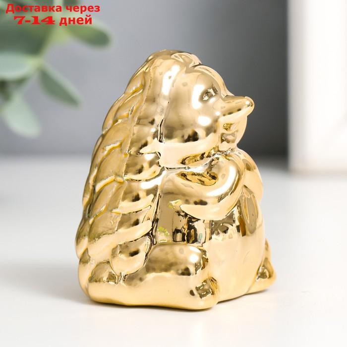 Сувенир керамика "Ёжик" золото 5х4,5х6,7 см - фото 3 - id-p227037155