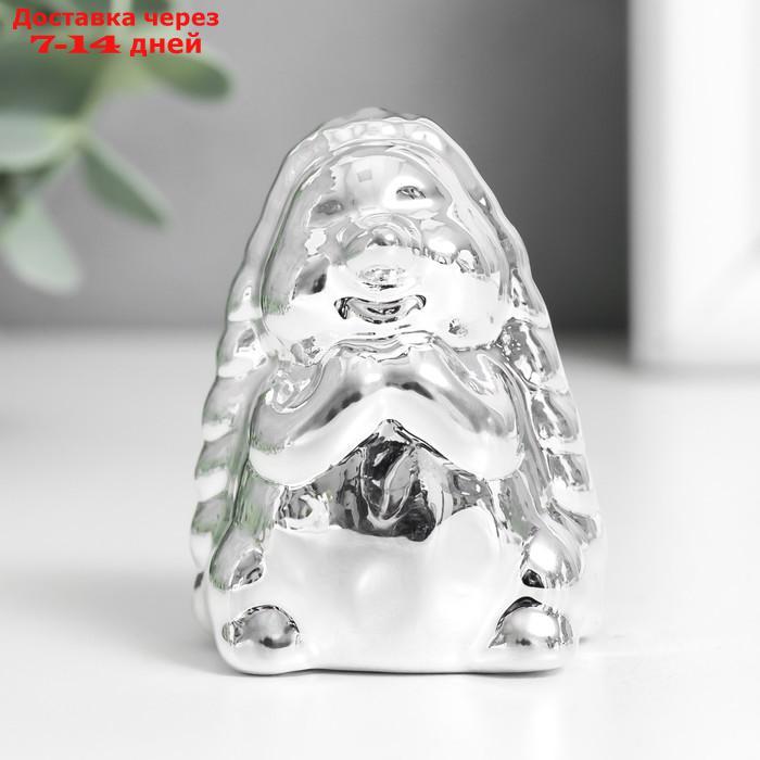 Сувенир керамика "Ёжик" серебро 5х4,5х6,7 см - фото 1 - id-p227037161