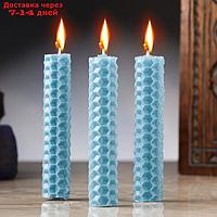 Набор свечей из вощины, 3 шт, 8х1,7 см, 45 мин, голубой