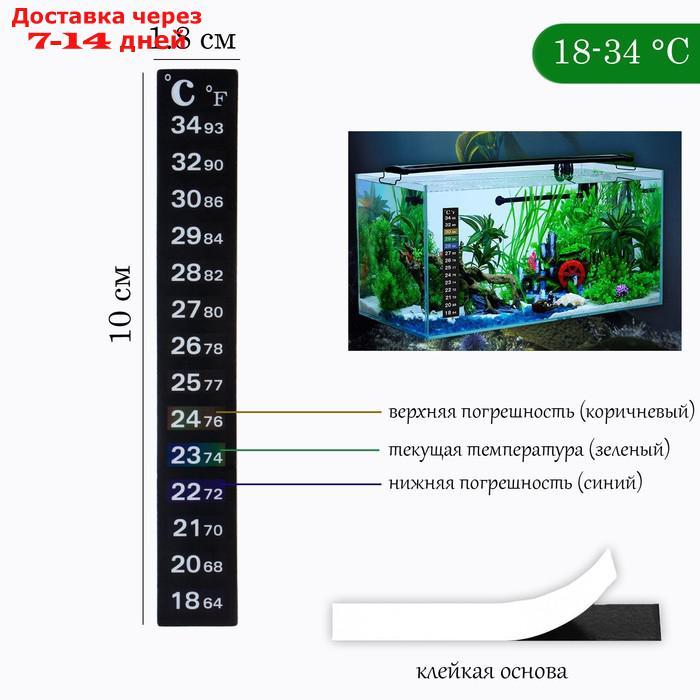 Термометр для аквариума 18° - 34°, 18 х 100 мм - фото 1 - id-p227049744