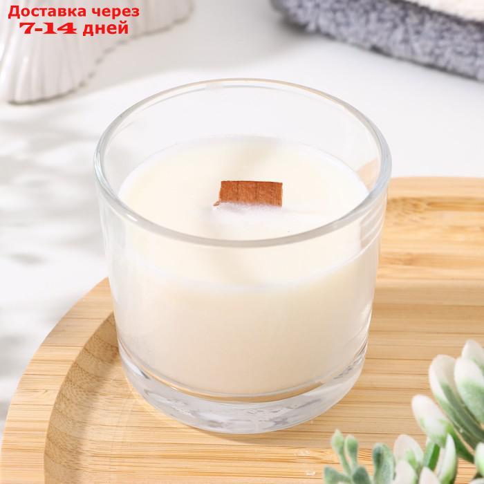 Свеча из соевого воска в стакане с деревянным фитилем "Сандаловое дерево", 65 гр - фото 1 - id-p227060632