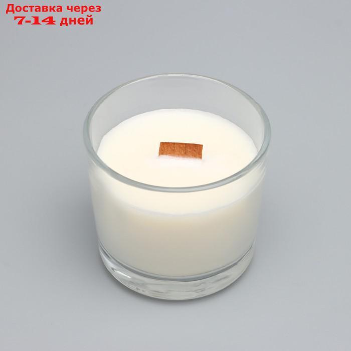 Свеча из соевого воска в стакане с деревянным фитилем "Сандаловое дерево", 65 гр - фото 3 - id-p227060632