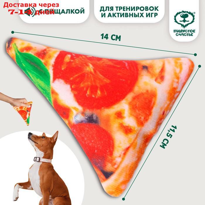 Игрушка для собак с пищалкой "Пицца" из текстиля, 11,5 х 14 см - фото 1 - id-p227053466