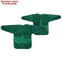 Фартук-накидка с рукавами для труда, 610 х 440 мм, 3 кармана, рост 120-140 см, Calligrata, зелёный, длина