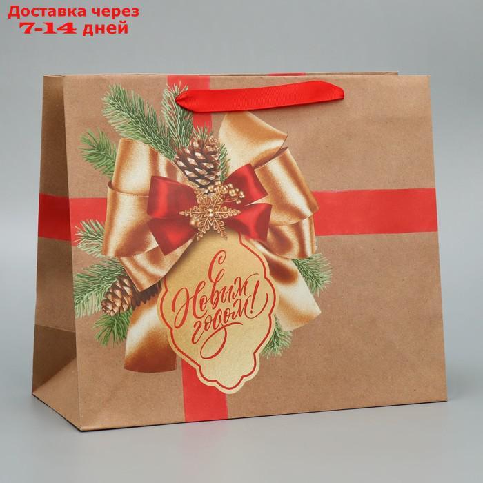 Пакет крафтовый горизонтальный "Подарок в Новый год", ML 27 × 23 × 11.5 см - фото 1 - id-p227067597