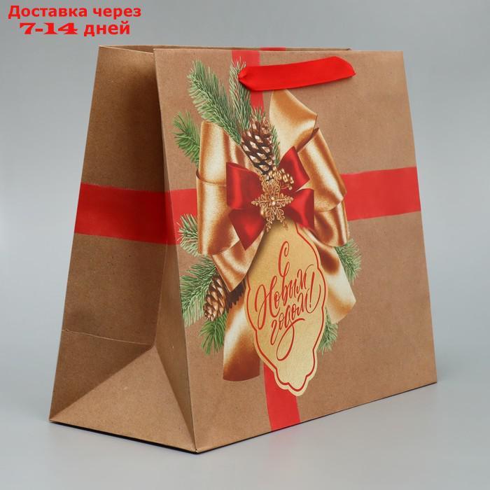 Пакет крафтовый горизонтальный "Подарок в Новый год", ML 27 × 23 × 11.5 см - фото 2 - id-p227067597
