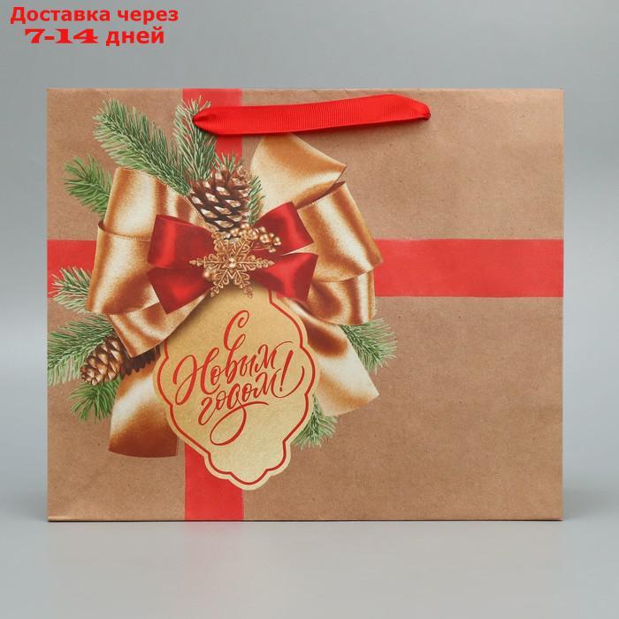 Пакет крафтовый горизонтальный "Подарок в Новый год", ML 27 × 23 × 11.5 см - фото 3 - id-p227067597