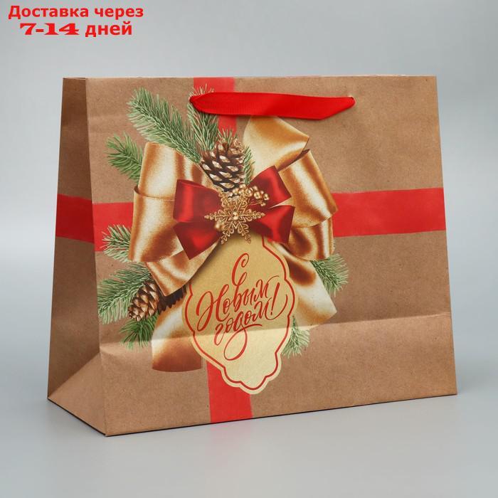 Пакет крафтовый горизонтальный "Подарок в Новый год", ML 27 × 23 × 11.5 см - фото 4 - id-p227067597