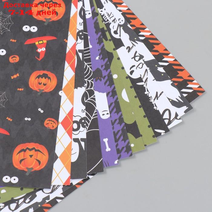 Набор бумаги для скрапбукинга 12 листов 12 дизайнов "Хэллоуин" 160 гр 15,2х15,2 см - фото 2 - id-p227063899