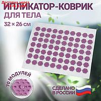 Ипликатор-коврик, основа спанбонд и пластик, 70 модулей, 31 х 25 см, цвет белый/лавандовый