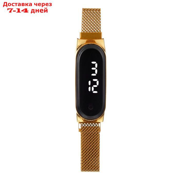 Часы наручные электронные мужские, магнитный браслет, золото - фото 1 - id-p227060716