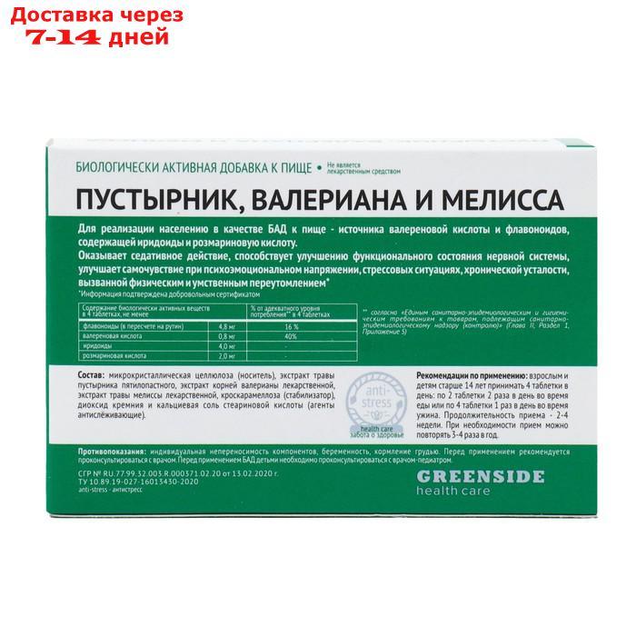 Пустырник, валериана и мелисса, 300 мг, 60 таблеток - фото 2 - id-p227056070