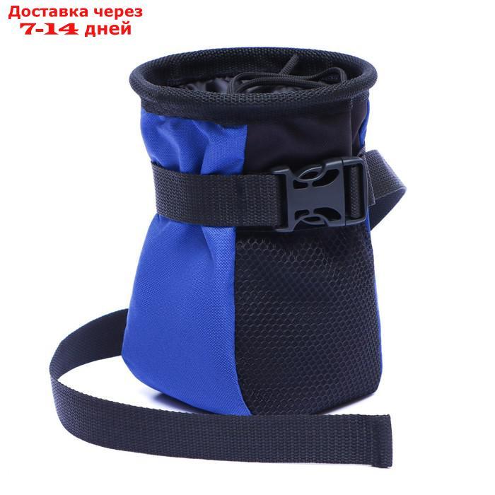 Дрессировочная сумочка для лакомств с ремнем для крепления на пояс, синяя - фото 1 - id-p227072769