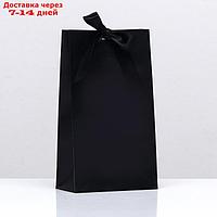 Пакет подарочный с лентой "Чёрный", 13 × 23 × 7 см
