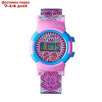 Часы наручные электронные детские "Цветочки и сердечки", d-4 см, длина 19.5 см