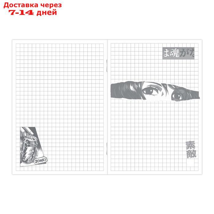 Блокнот 120 х 170 мм, 40 листов "АНИМЕ ОРАНЖЕВОЕ", обложка мелованный картон, пленка софт-тач вельвет, - фото 3 - id-p227067803
