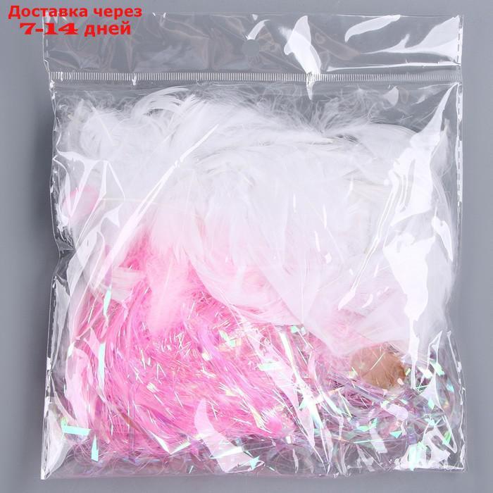 Набор для творчества и декора перья белые + наполнитель, цвет розовый - фото 1 - id-p227073916