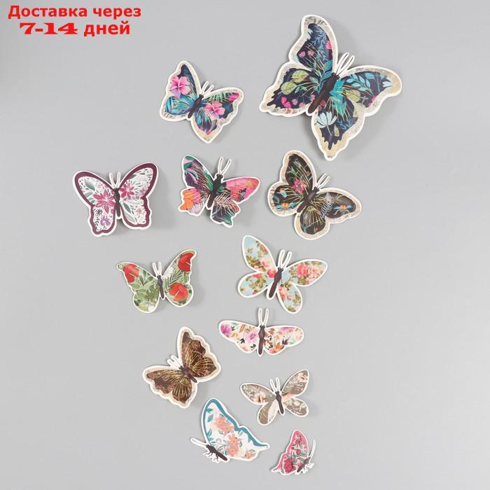 Бабочки картон "Цветочные" набор 12 шт h=4-10 см - фото 1 - id-p227069977