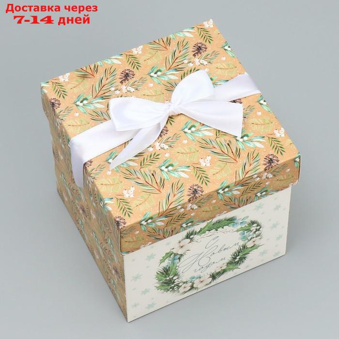Коробка складная "Новогодний венок", 15 × 15 × 15 см - фото 2 - id-p227070010