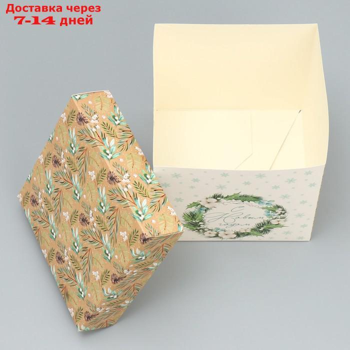 Коробка складная "Новогодний венок", 15 × 15 × 15 см - фото 3 - id-p227070010