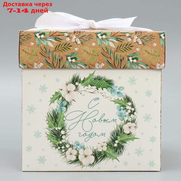 Коробка складная "Новогодний венок", 15 × 15 × 15 см - фото 4 - id-p227070010