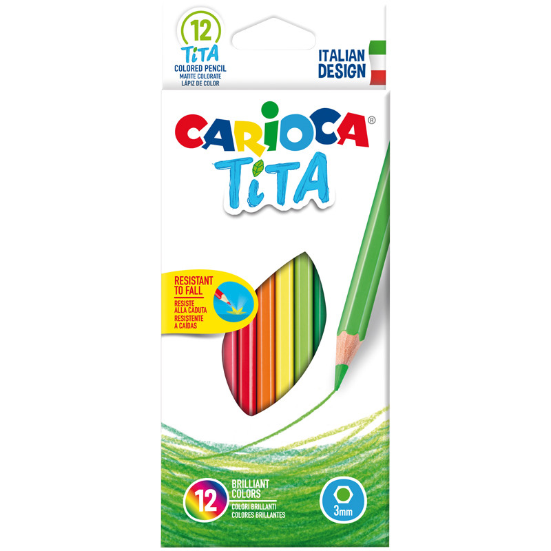Карандаши цветные пластиковые Carioca "Tita", 12цв., заточен., картон, европодвес 42793
