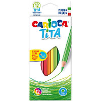 Карандаши цветные пластиковые Carioca "Tita", 12цв., заточен., картон, европодвес 42793